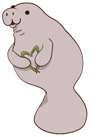cute manatee with a smooth brain sticker