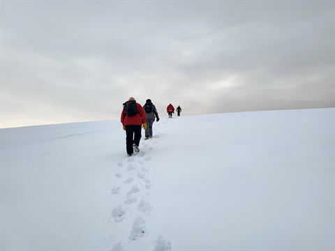 Hiking up a glacier